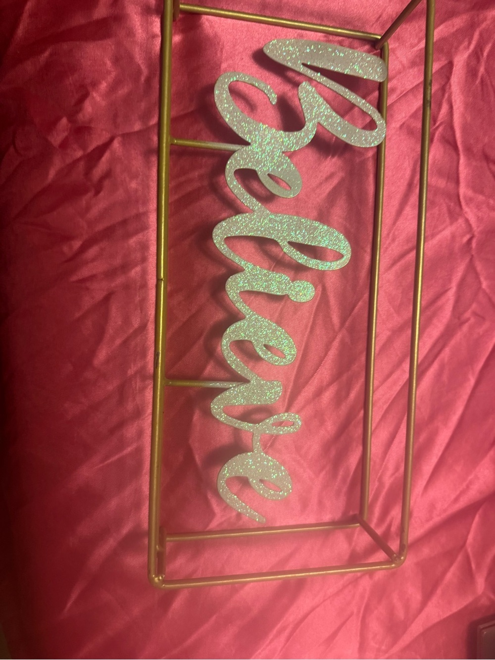 Glitter 'Believe' Script Wall Accent in Gold